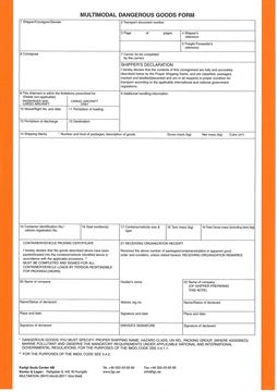 Bild på Multimodal Dangerous Goods Form / Lösblad