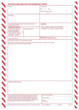 Bild på Shippers Declaration för datorutskrift / Lösblad